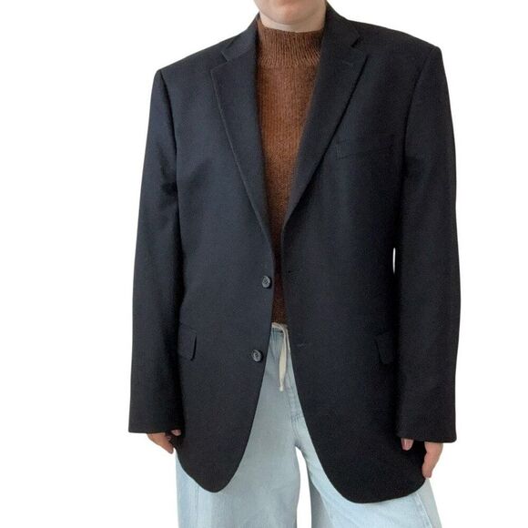 Jos A Bank Signature Mens Black 100% Cashmere Blazer Sport Coat 44L